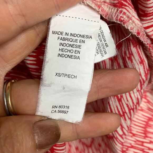 LUCKY BRAND Printed Tank Top Split Back Racerback Geometric-Pattern Red White XS - Picture 5 of 7